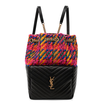 Saint Laurent Tweed Lambskin Matelasse Monogram Joe Backpack Black Rosso Multicolor 1 of 10
