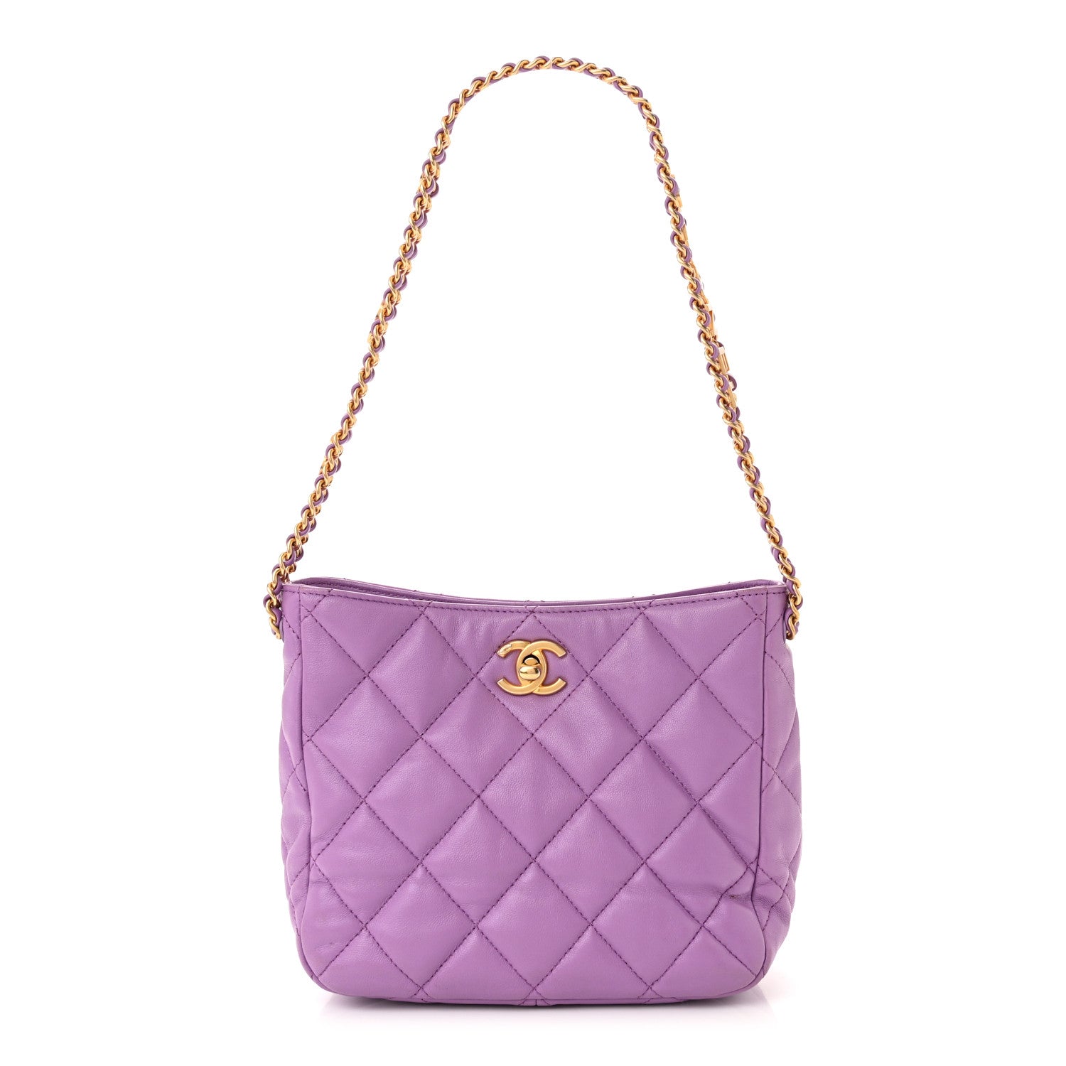 Chanel Lambskin Quilted Small Pick Me Up Hobo Purple 1 of 11