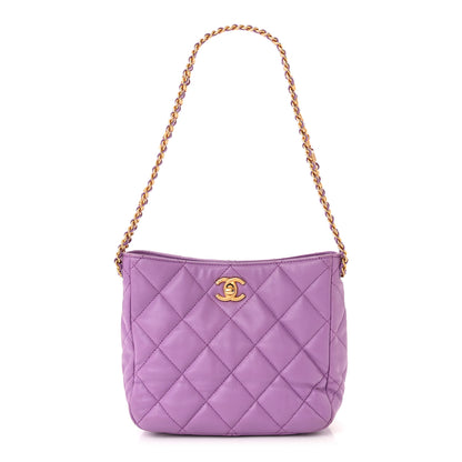 Chanel Lambskin Quilted Small Pick Me Up Hobo Purple 1 of 11
