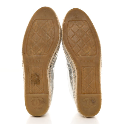 Chanel Laminated Goatskin CC Espadrilles 37 Silver 5 of 8