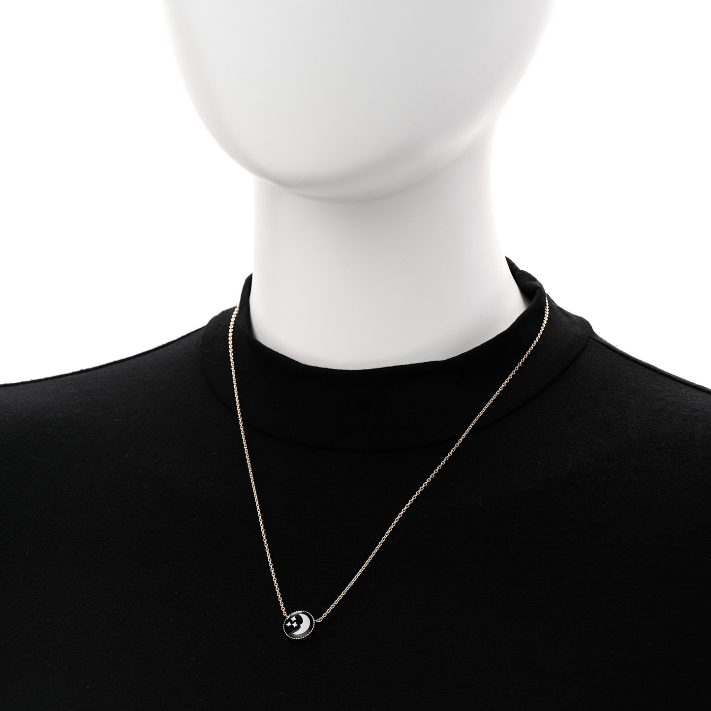 18K Yellow White Gold Diamond Black Onyx Mother of Pearl Rose Celeste Pendant Necklace