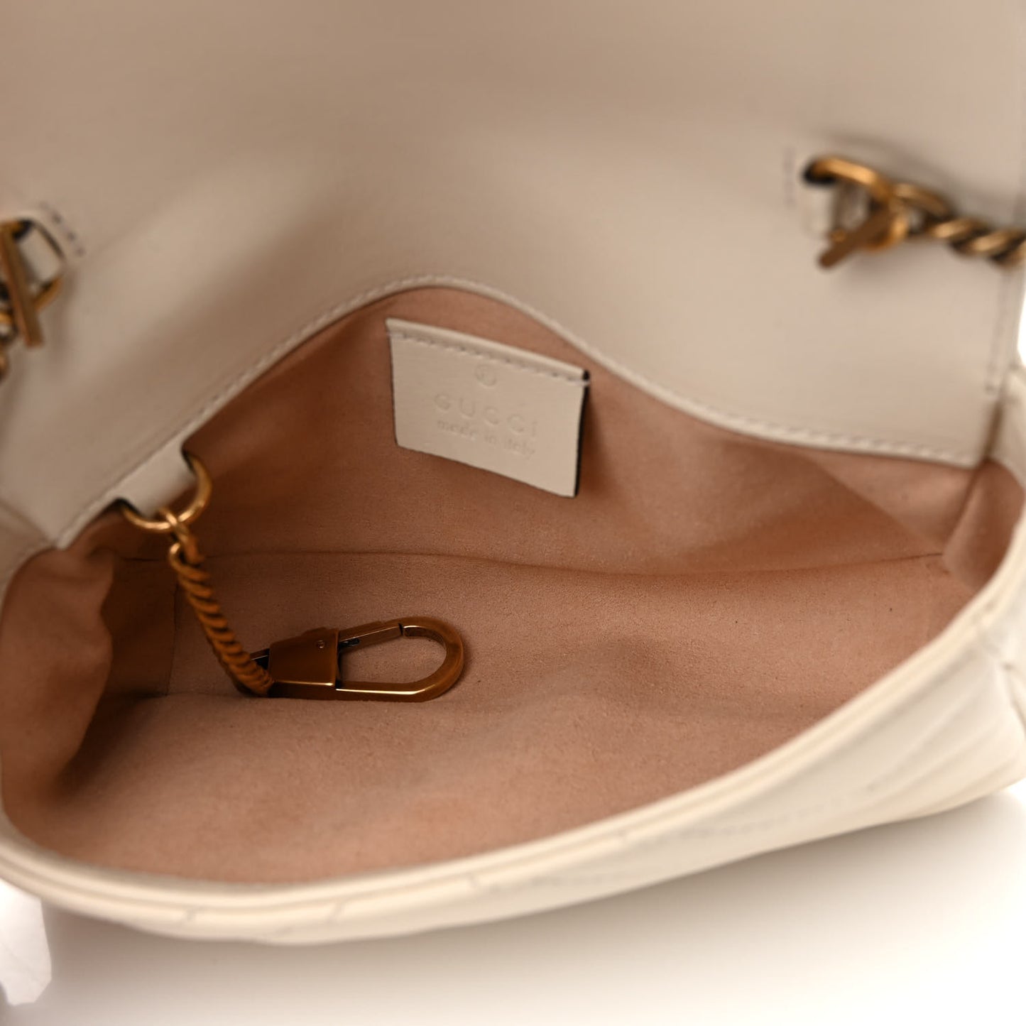 Calfskin Matelasse Super Mini GG Marmont Shoulder Bag White