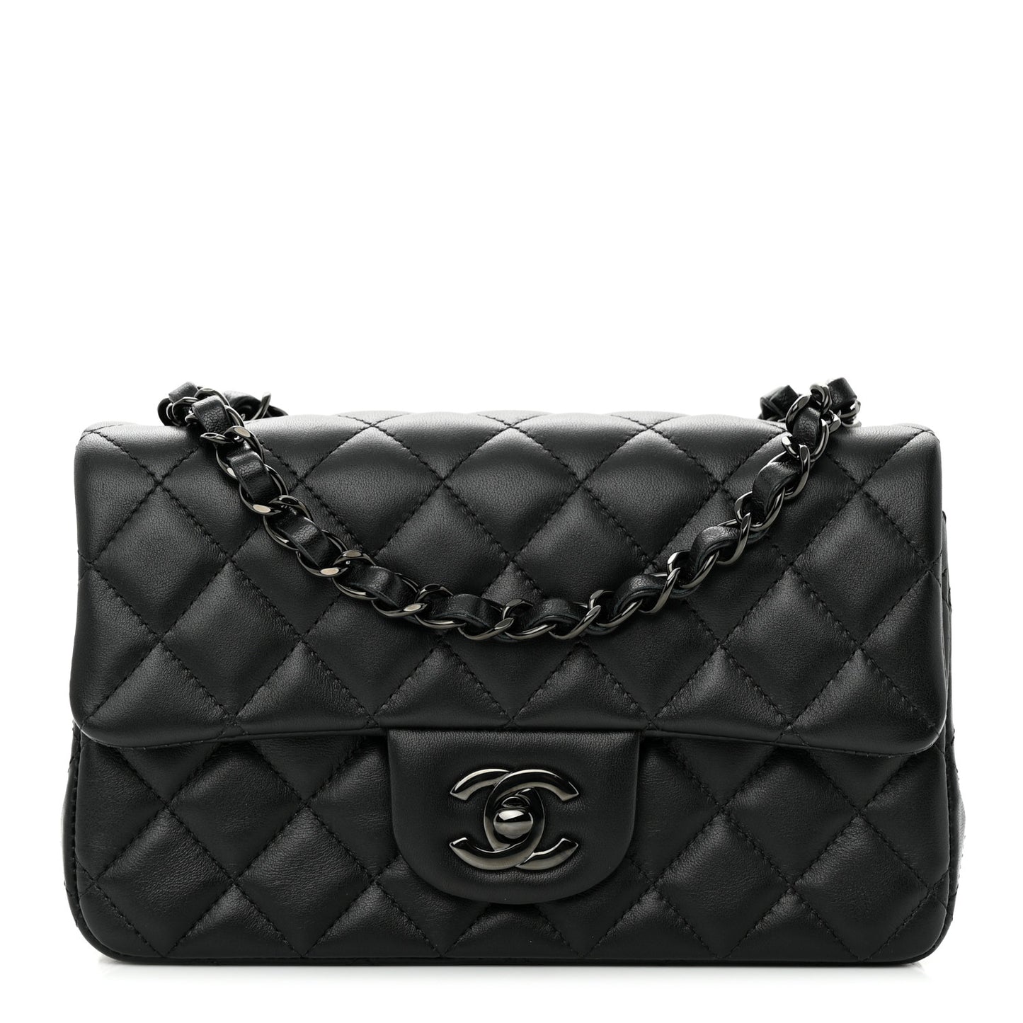 Lambskin Quilted Mini Rectangular Flap So Black
