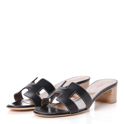 Hermes Calfskin Oasis Sandals 36.5 Black 4 of 9