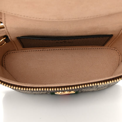 Gucci GG Supreme Monogram Textured Calfskin Web Mini Ophidia Top Handle Bag Beige Ebony New Acero 5 of 10