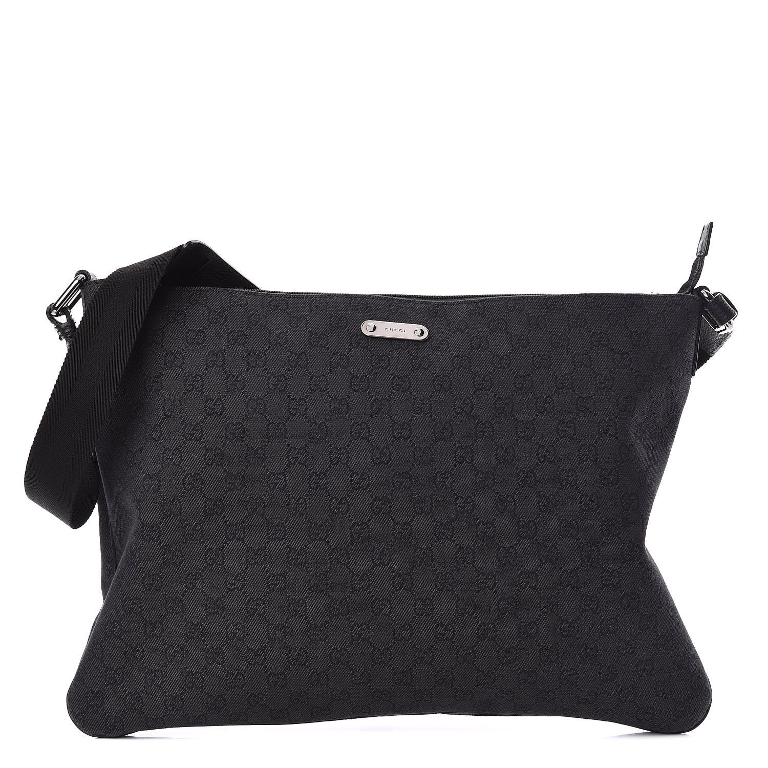 Gucci Denim Monogram Messenger Bag Black 1 of 14