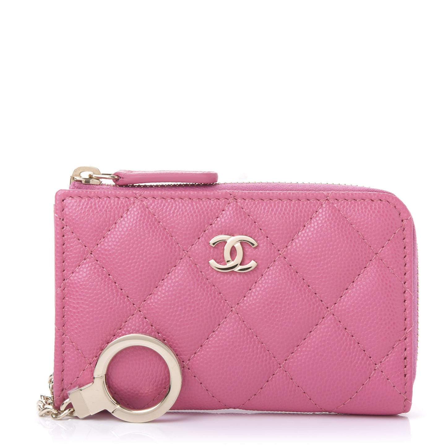 Caviar Quilted Key Holder Case Pink