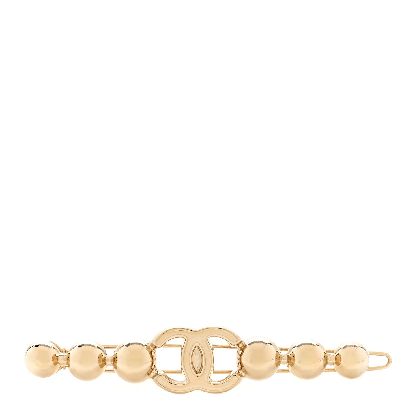 Metal Beaded CC Hair Clip Barrette Gold