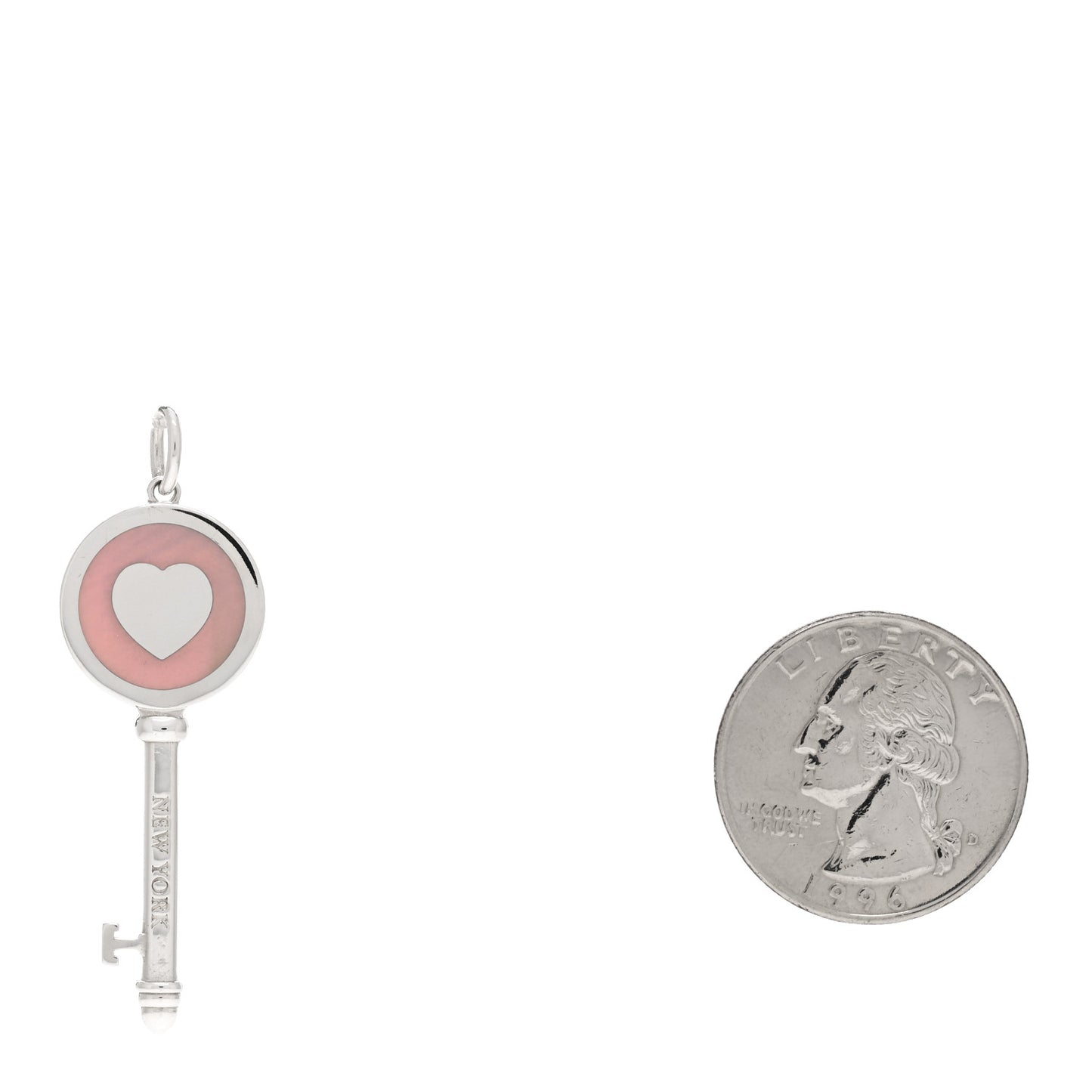 Sterling Silver Enamel Keys Heart Key Pendant Pink