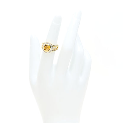David Yurman 18K Yellow Gold Diamond Citrine 8mm Petite Cerise Ring 49 5 2 of 5