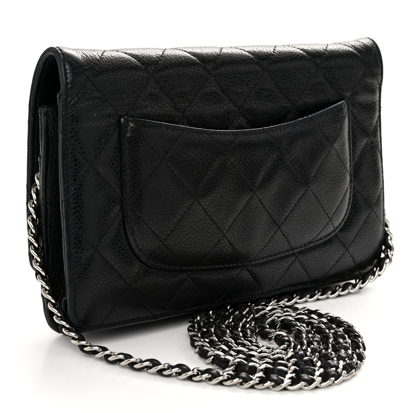 Caviar Quilted Wallet on Chain WOC Black