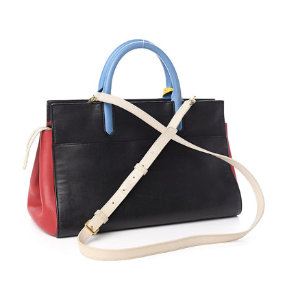 Saint Laurent Calfskin Small Cabas Rive Gauche Bag Black Red Yellow White 3 of 14
