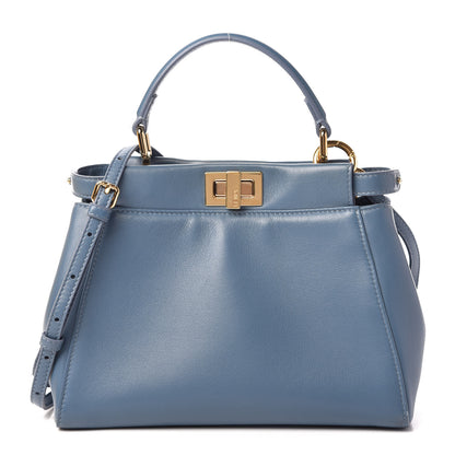 Fendi Nappa Mini Peekaboo Iconic Satchel Blue 1 of 11
