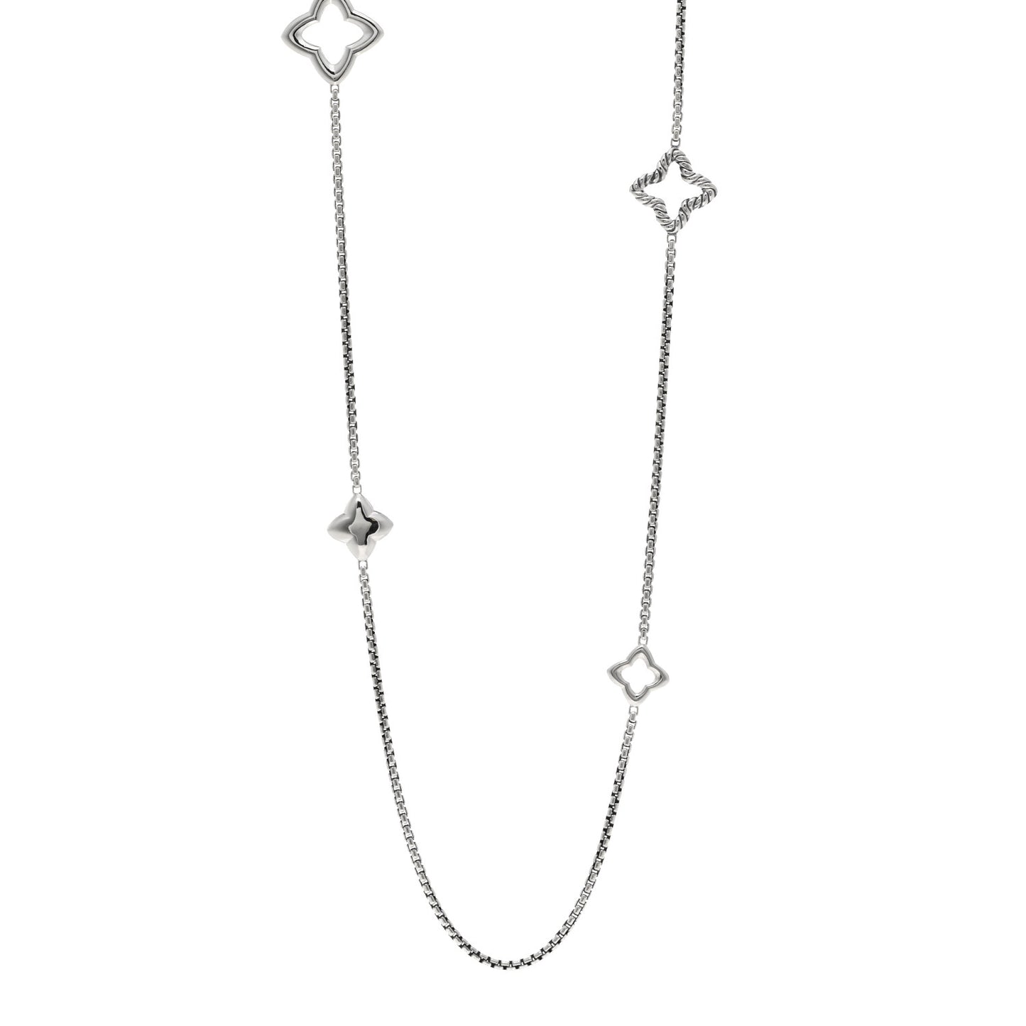 Sterling Silver 25mm Quatrefoil Chain Necklace