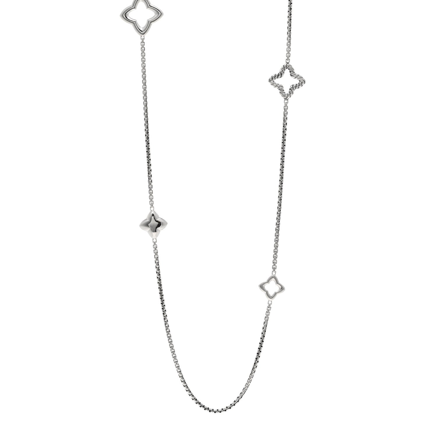 David Yurman Sterling Silver 25mm Quatrefoil Chain Necklace 1 of 5