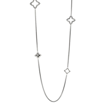 David Yurman Sterling Silver 25mm Quatrefoil Chain Necklace 1 of 5