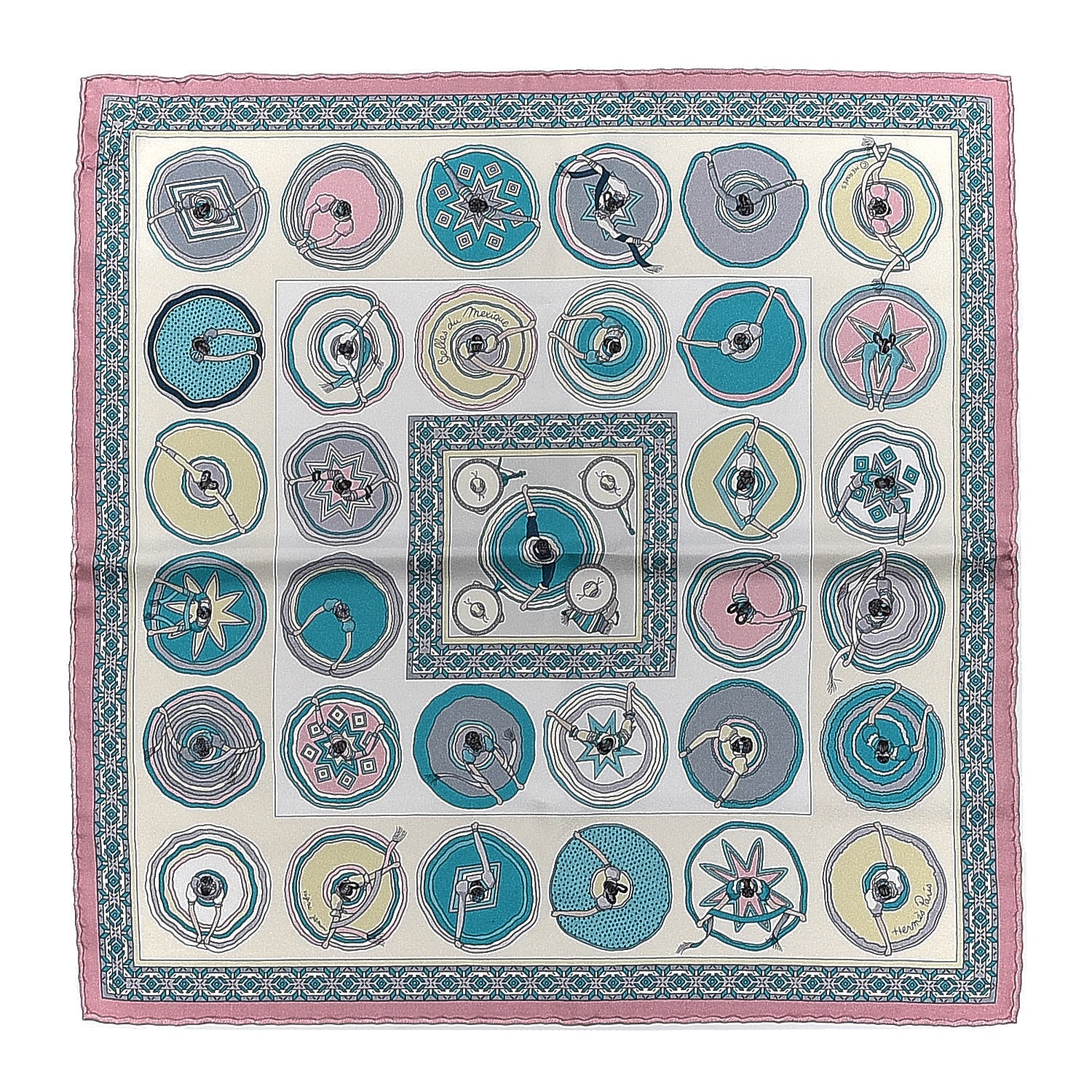 Hermes Silk Belles du Mexique Pocket Square Vieux Rose 1 of 6