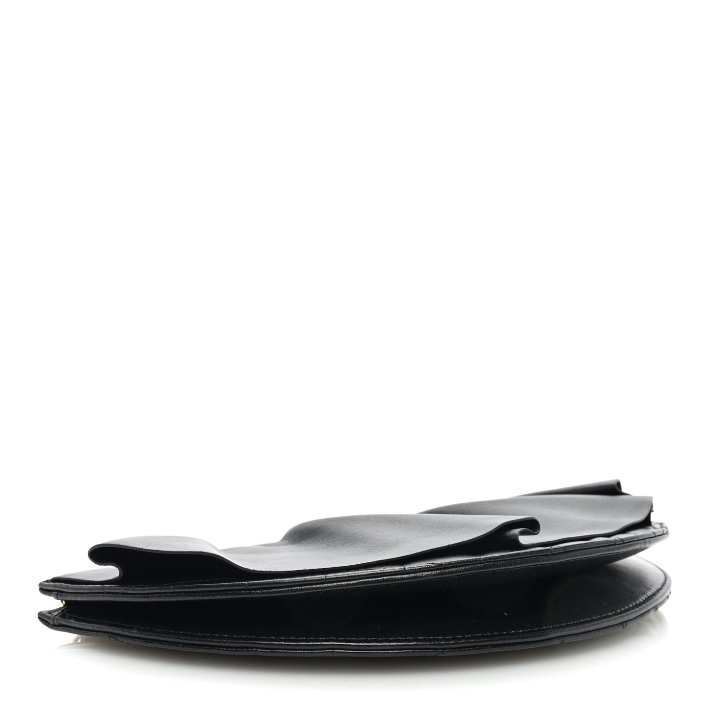 Lambskin Quilted Wave Clutch Black