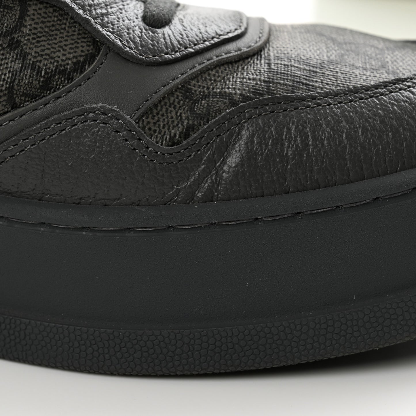 Textured Dollar Calfskin GG Supreme Monogram Mens Chunky Sneakers 9 Graphite Grey Black Grey