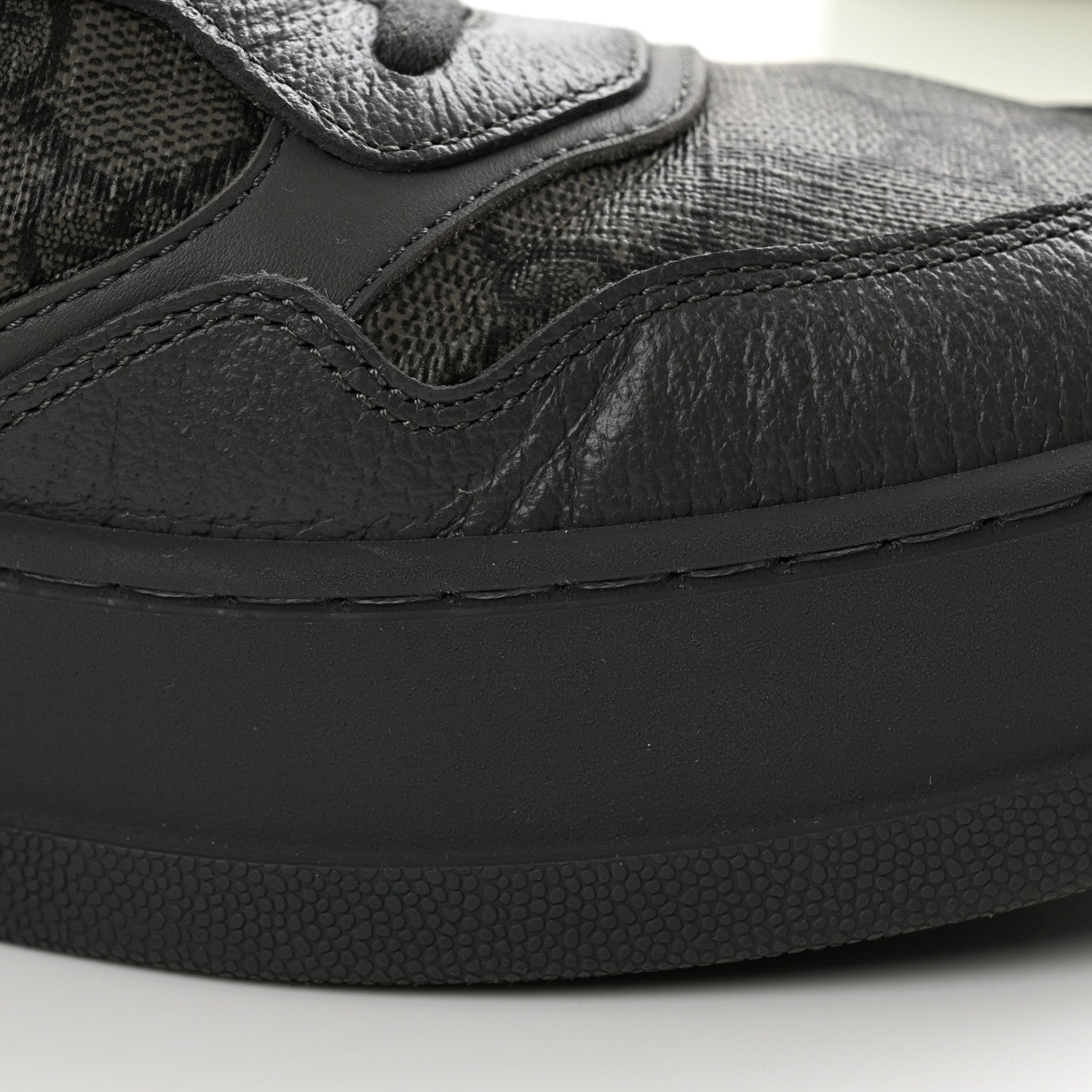 Gucci Textured Dollar Calfskin GG Supreme Monogram Mens Chunky Sneakers 9 Graphite Grey Black Grey 13 of 16