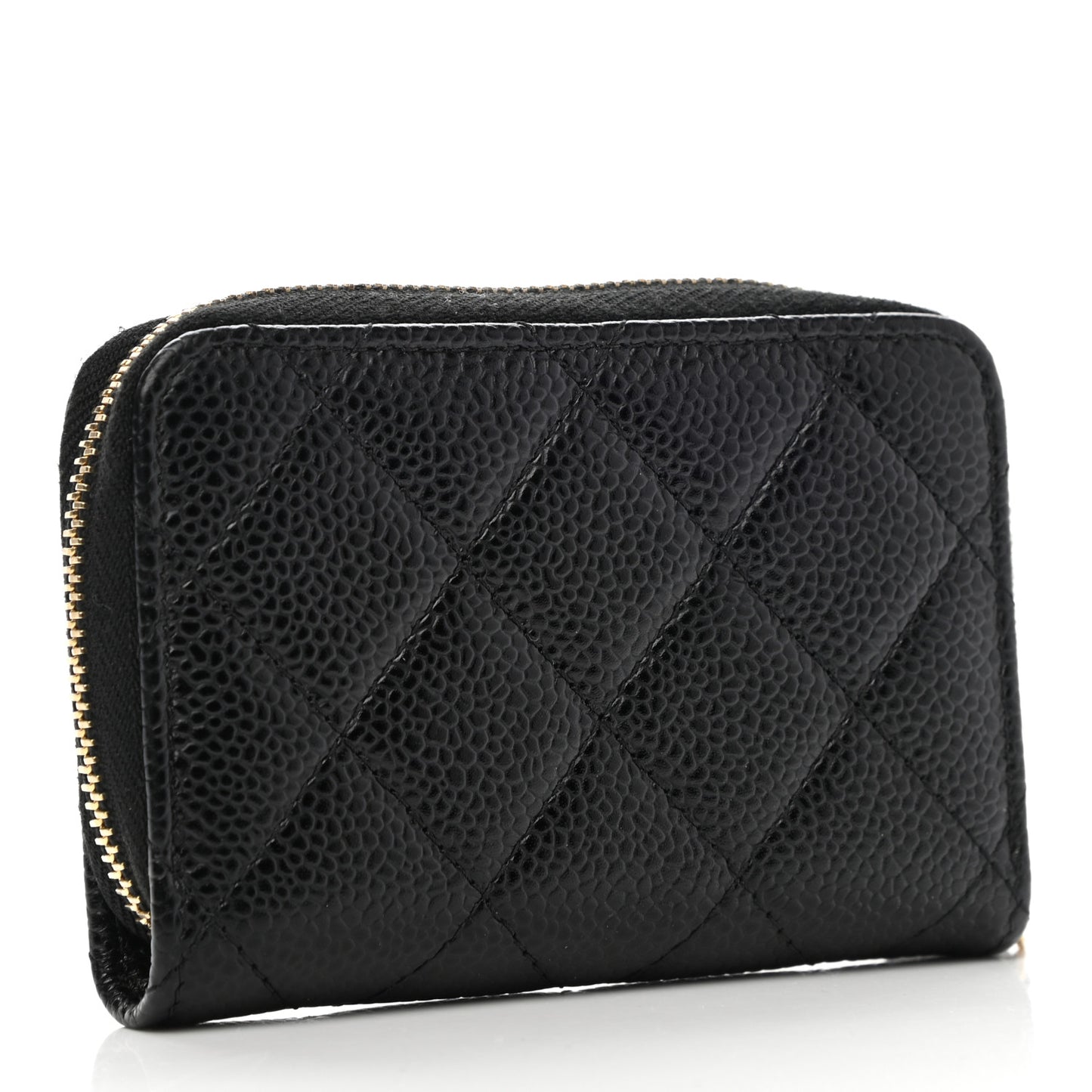 Caviar Quilted Zip Coin Purse Black