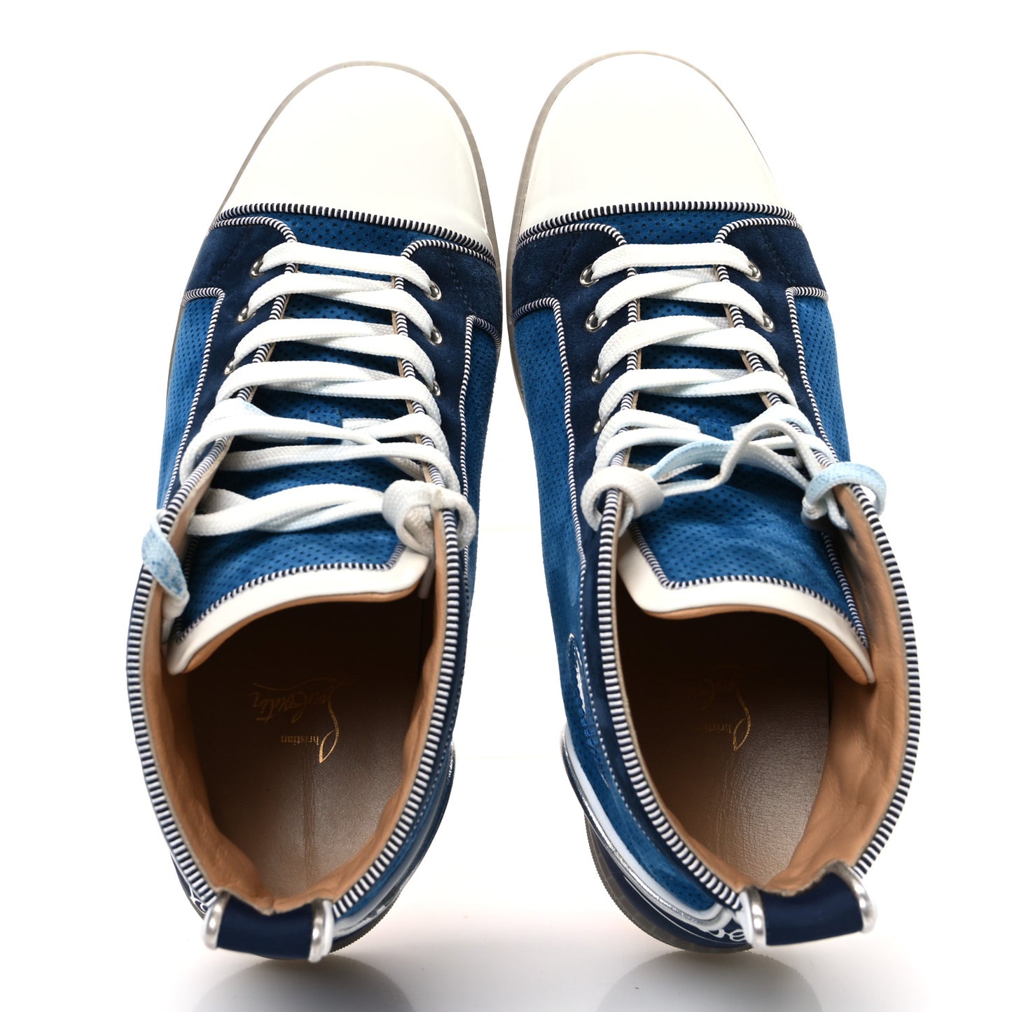 Suede Patent Perforated Mens Fun Louis Flat Sneakers 43 Blue
