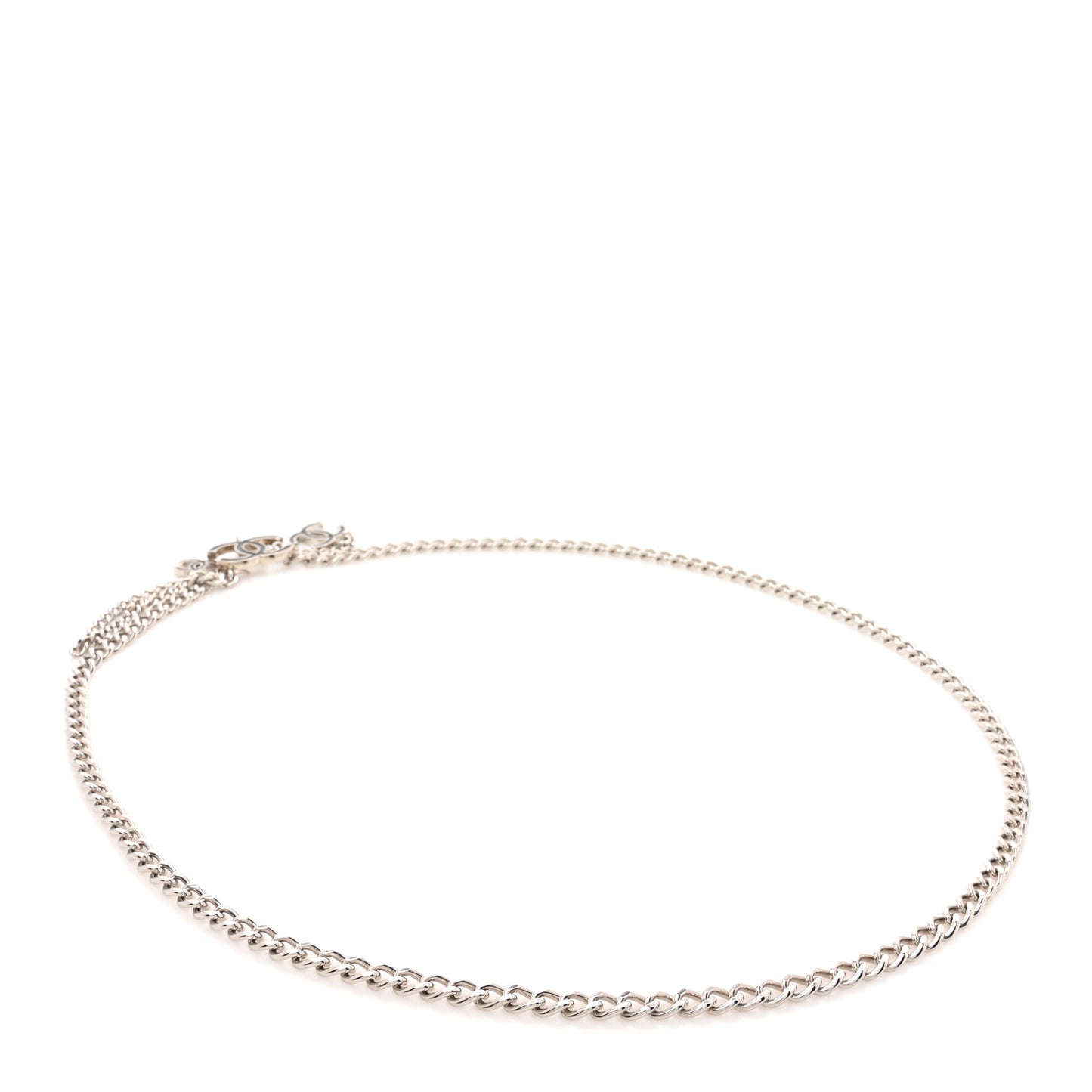 Enamel CC Chain Logo Belt Silver Black