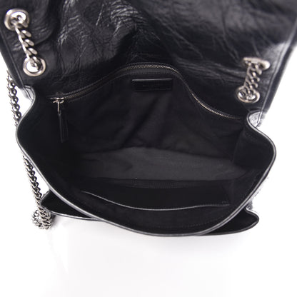 Saint Laurent Crinkled Calfskin Matelasse Monogram Large Niki Chain Satchel Black 5 of 9