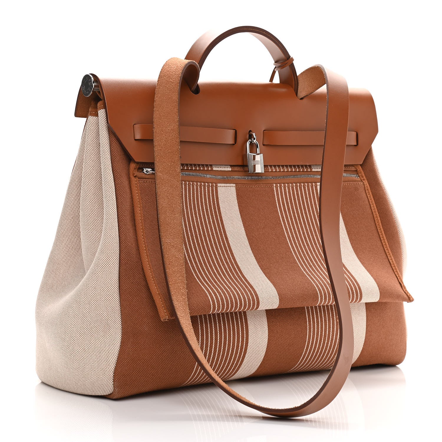 Hermes Vache Hunter Toile H Vibration Herbag Zip 39 MM Fauve Ecru Beige 4 of 11