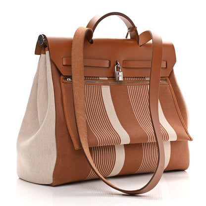 Hermes Vache Hunter Toile H Vibration Herbag Zip 39 MM Fauve Ecru Beige 4 of 11