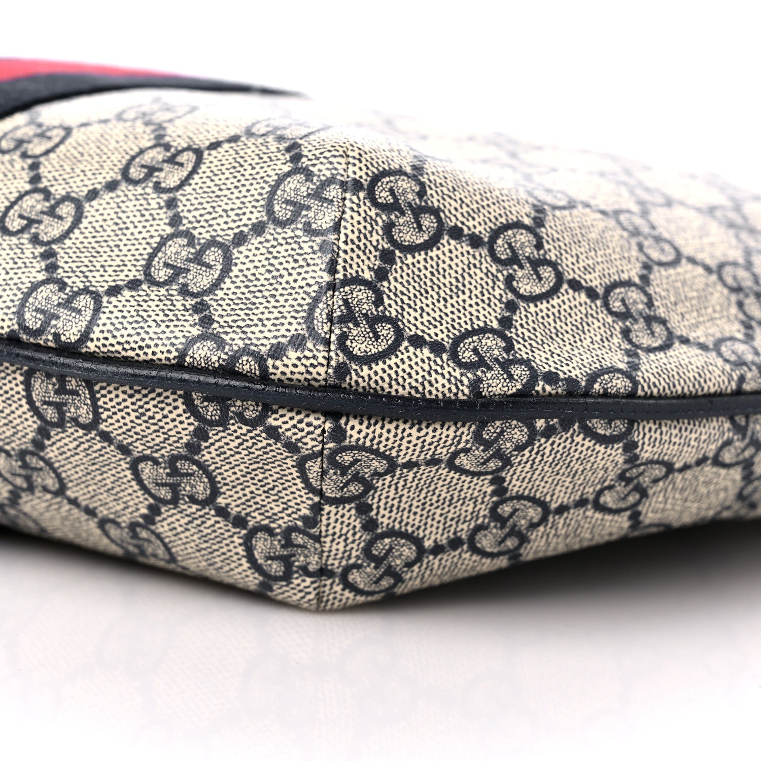 Gucci GG Supreme Monogram Textured Dollar Calfskin Web Small Ophidia Half Moon Hobo Beige Blue 9 of 11