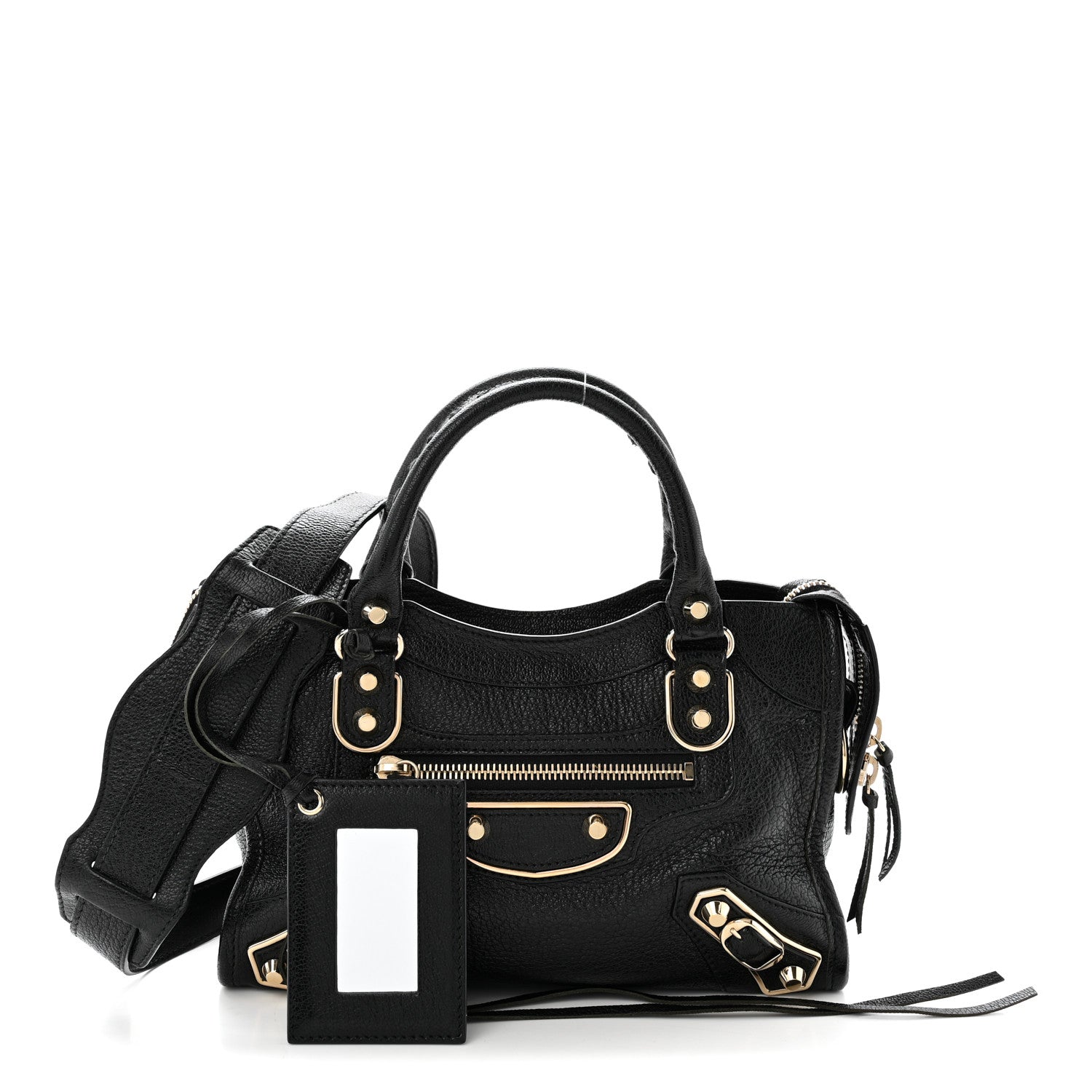Balenciaga Chevre Gold Metallic Edge Hardware Mini City Black 3 of 11