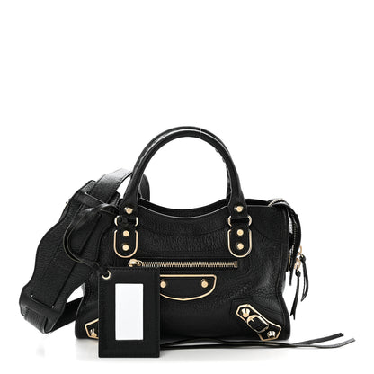 Balenciaga Chevre Gold Metallic Edge Hardware Mini City Black 3 of 11