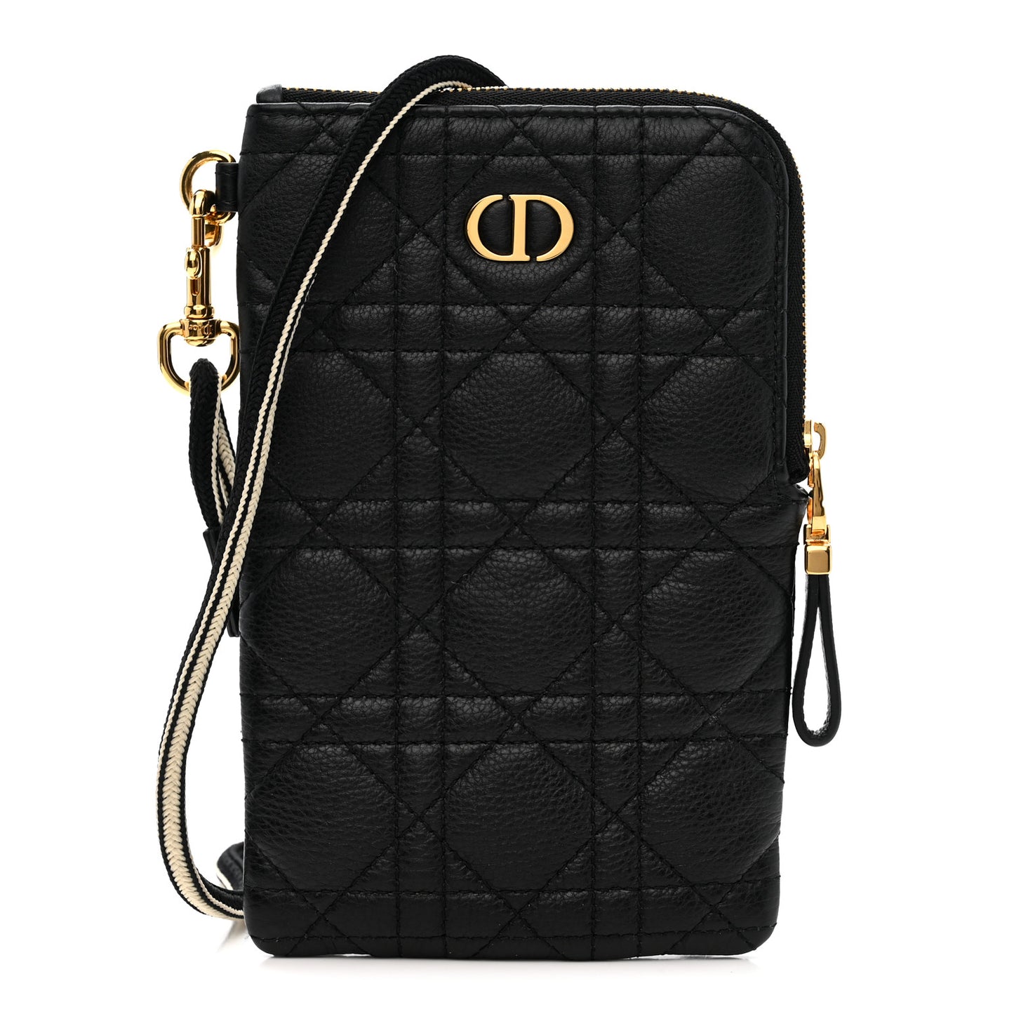 Supple Calfskin Cannage Caro Multifunctional Pouch Black