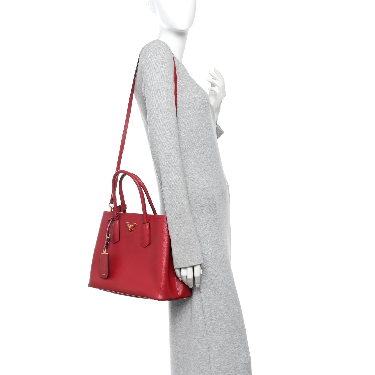 Saffiano Cuir Medium Double Bag Fuoco