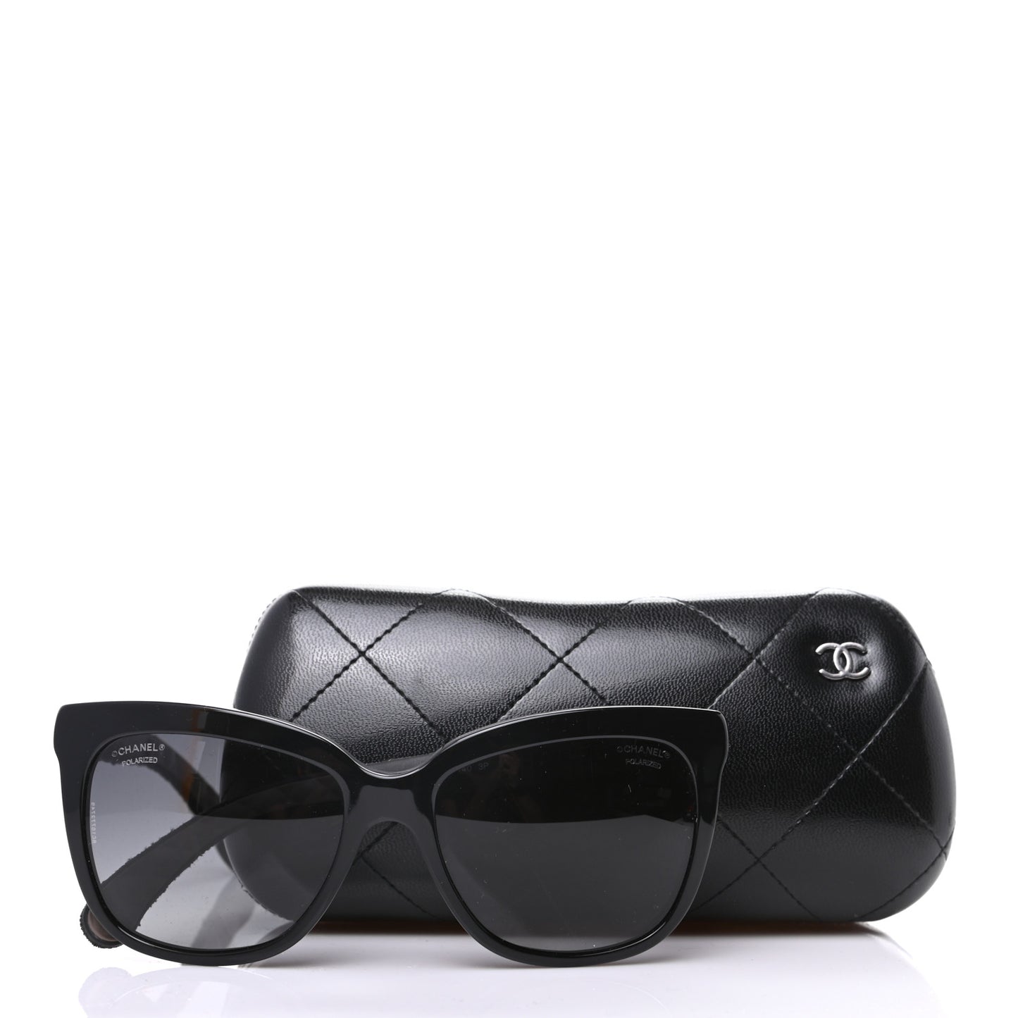 Acetate Denim Quilted Polarized CC Sunglasses 5343-Q Black