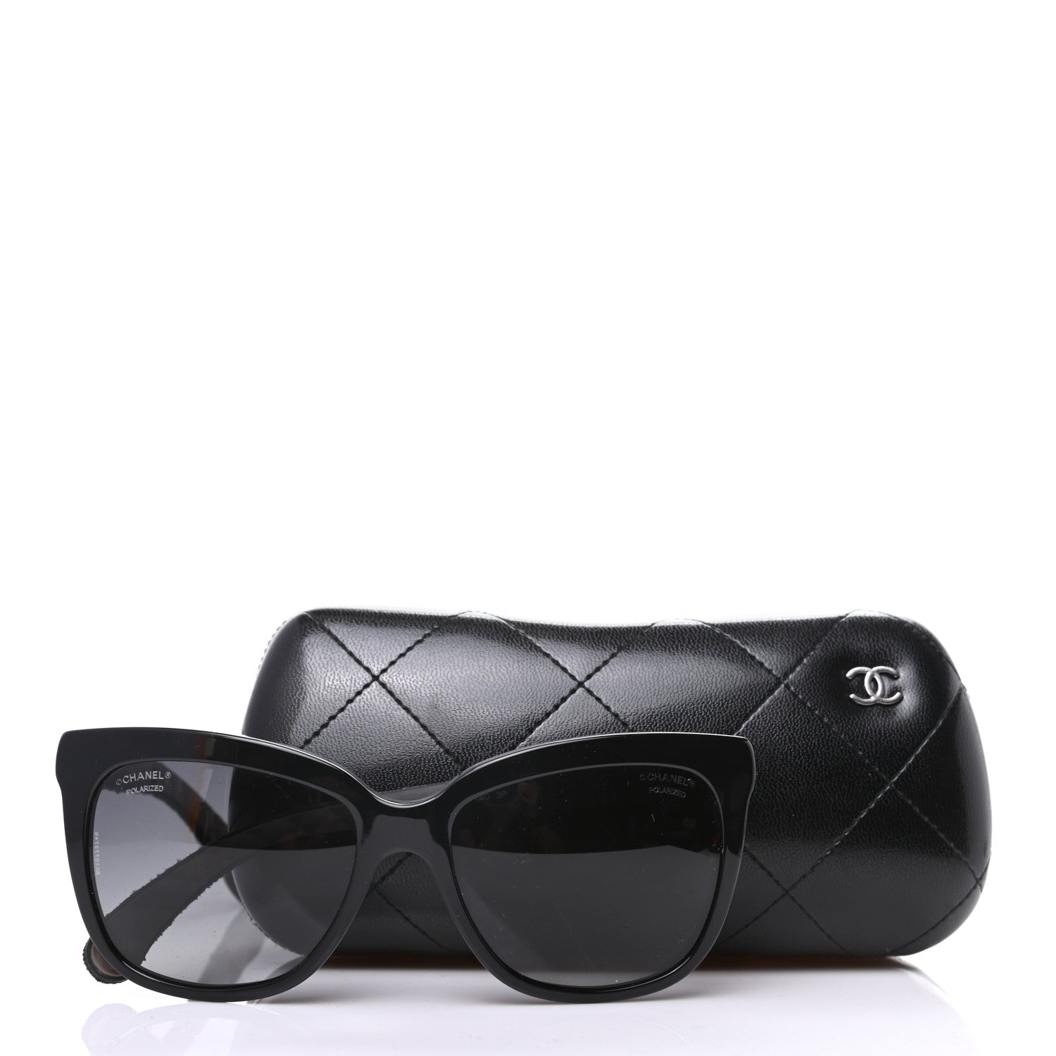 Chanel Acetate Denim Quilted Polarized CC Sunglasses 5343-Q Black 8 of 8