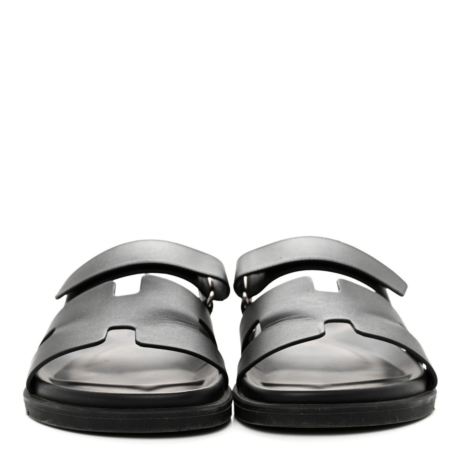Hermes Calfskin Mens Chypre Sandals 42 Black 2 of 12
