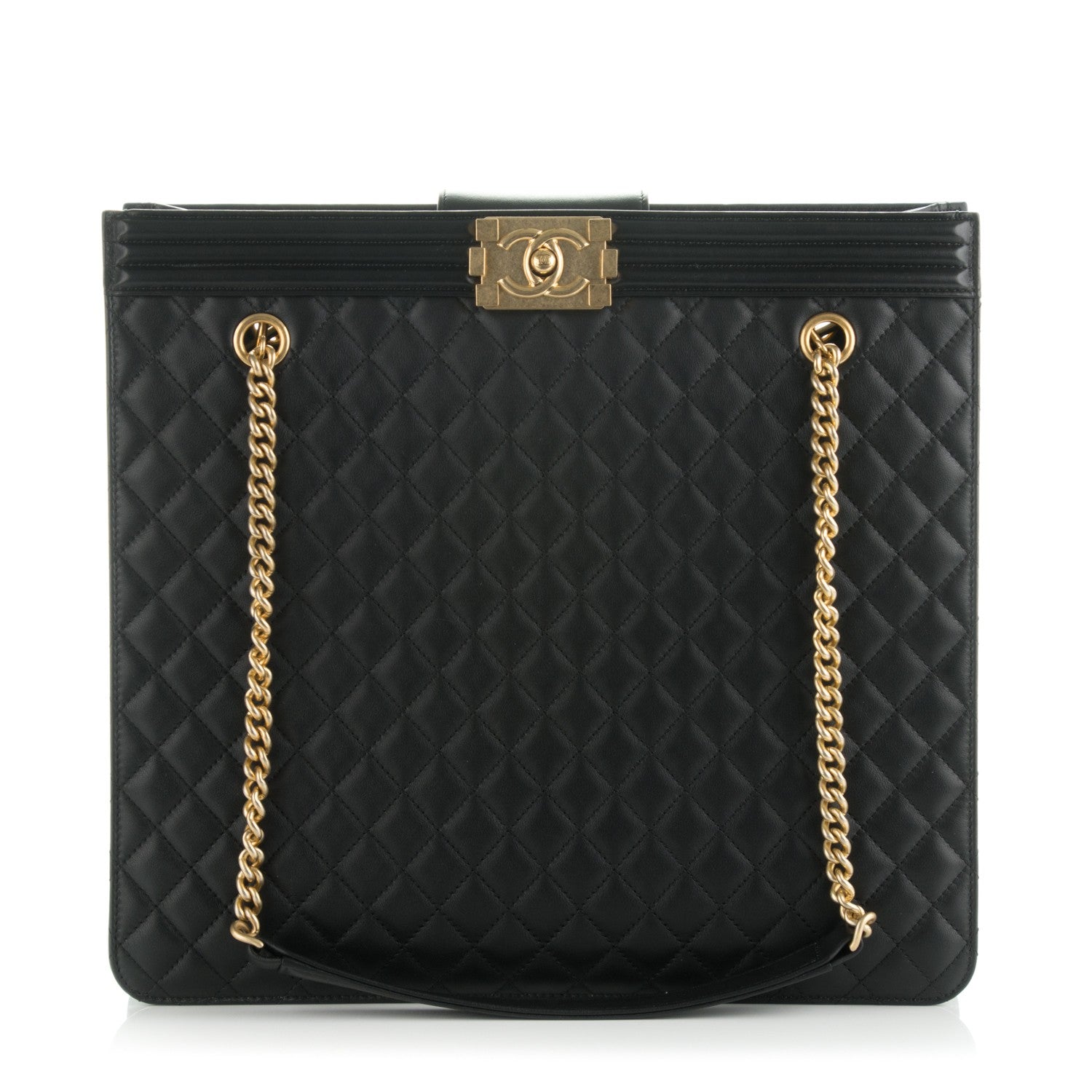 Chanel Calfskin Quilted Large Boy Tote Black 1 of 8