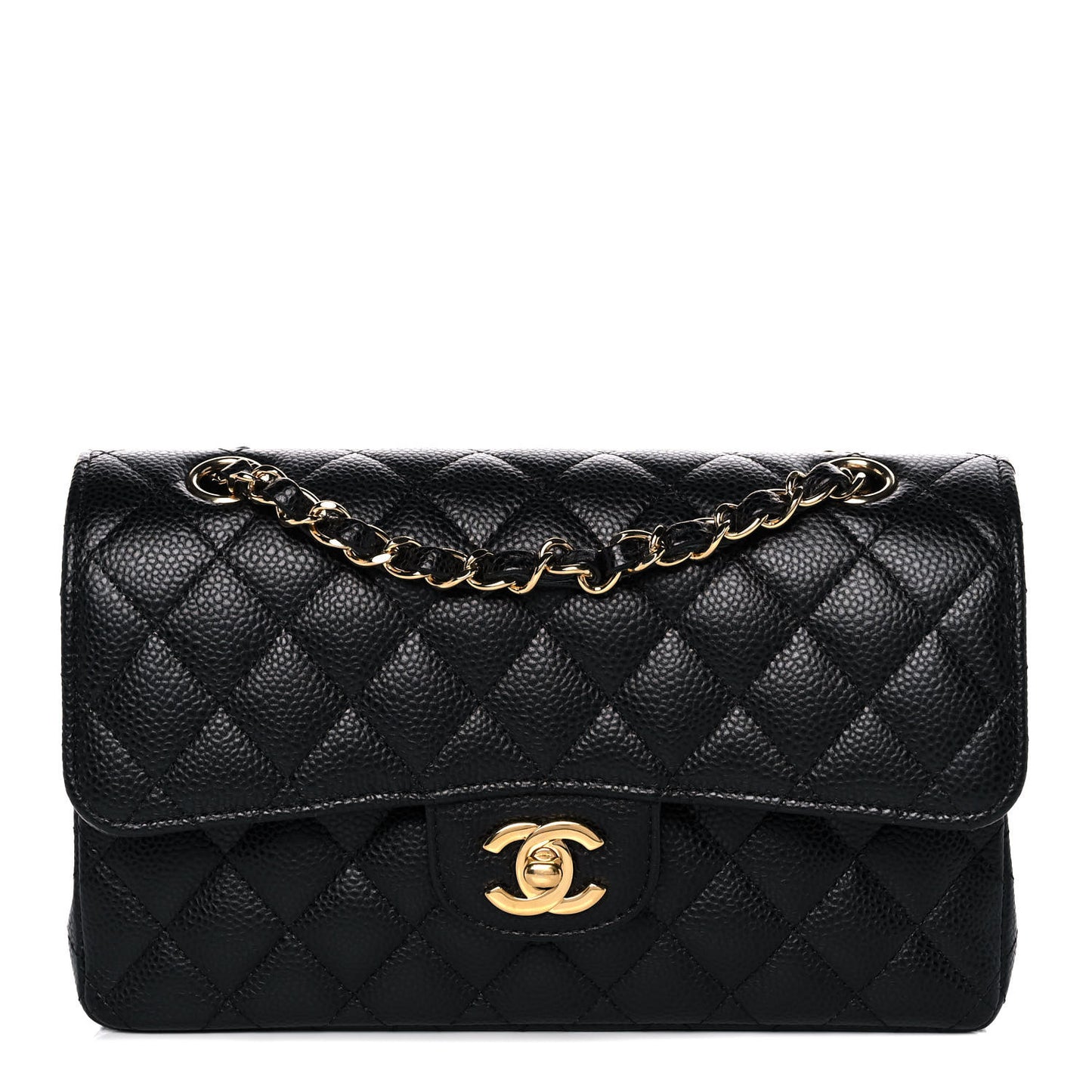 Caviar Quilted Small Double Flap Black
