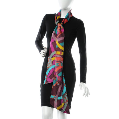 Hermes Silk Cavalcadour Maxi Twilly Bordeaux Canard Fuchsia 2 of 6