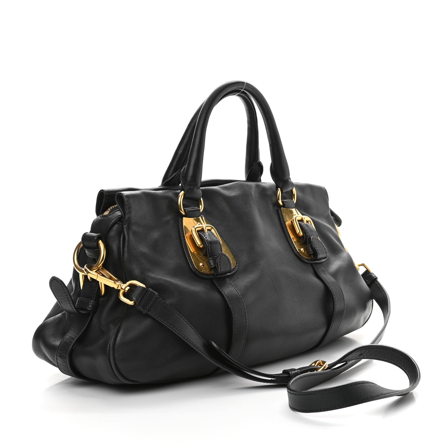 Prada Soft Calf Shopping Satchel Black 2 of 9