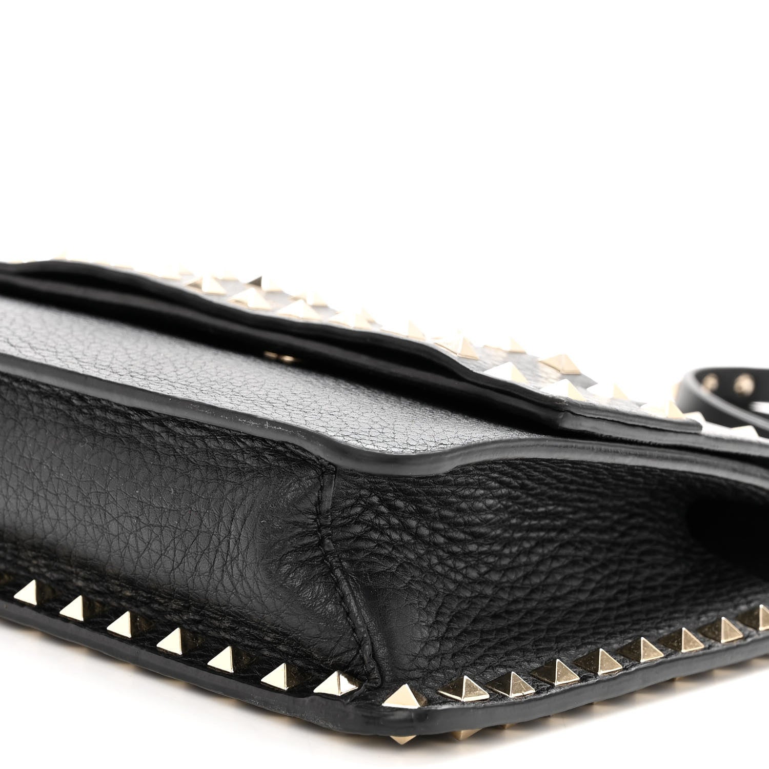 Valentino Garavani Pebbled Calfskin Rockstud Side Slip Crossbody Black 9 of 10