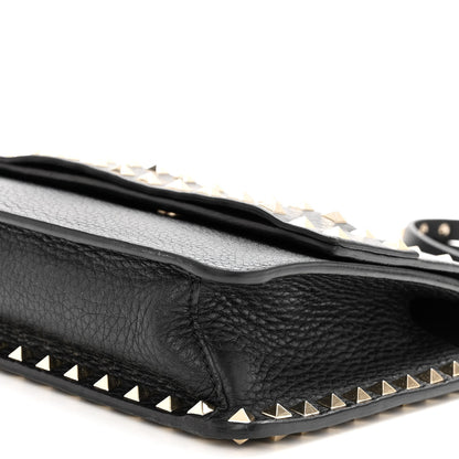 Valentino Garavani Pebbled Calfskin Rockstud Side Slip Crossbody Black 9 of 10