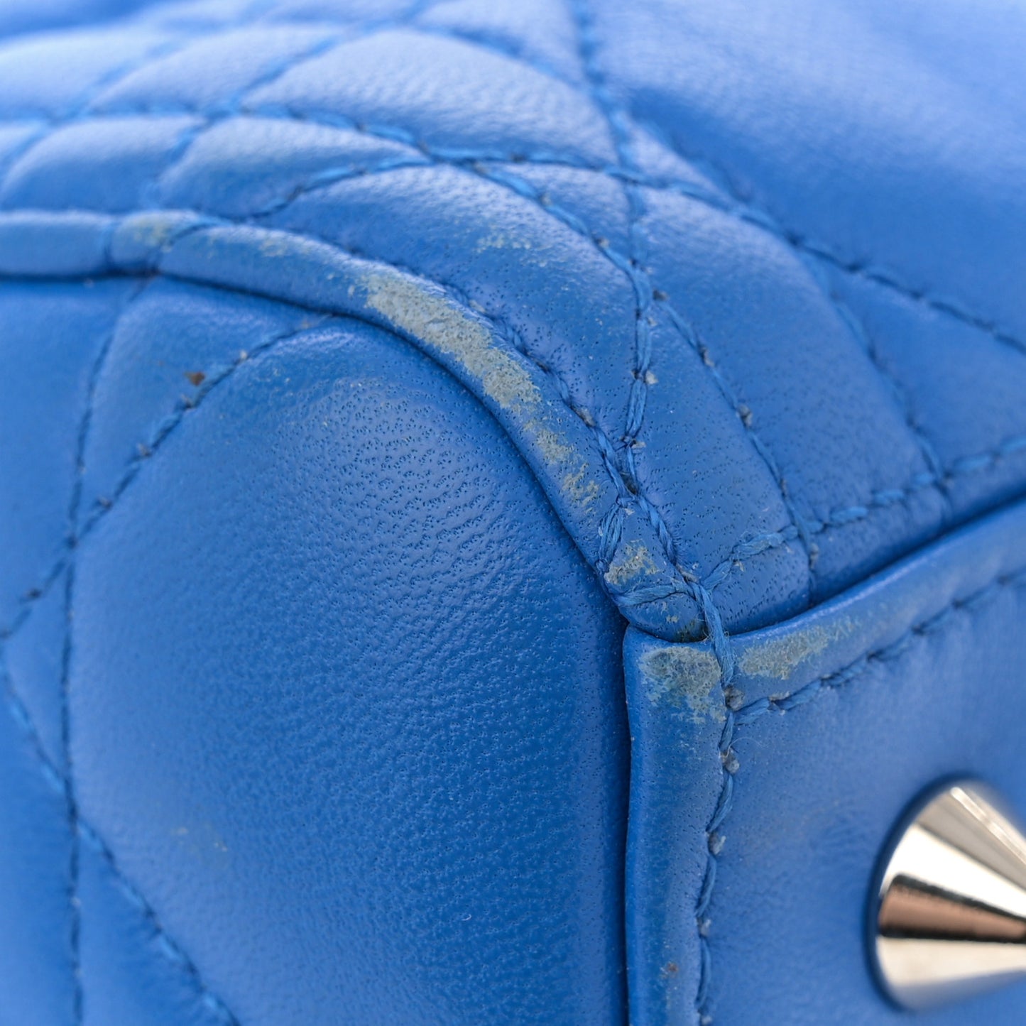 Lambskin Cannage Medium Lady Dior Blue Persan