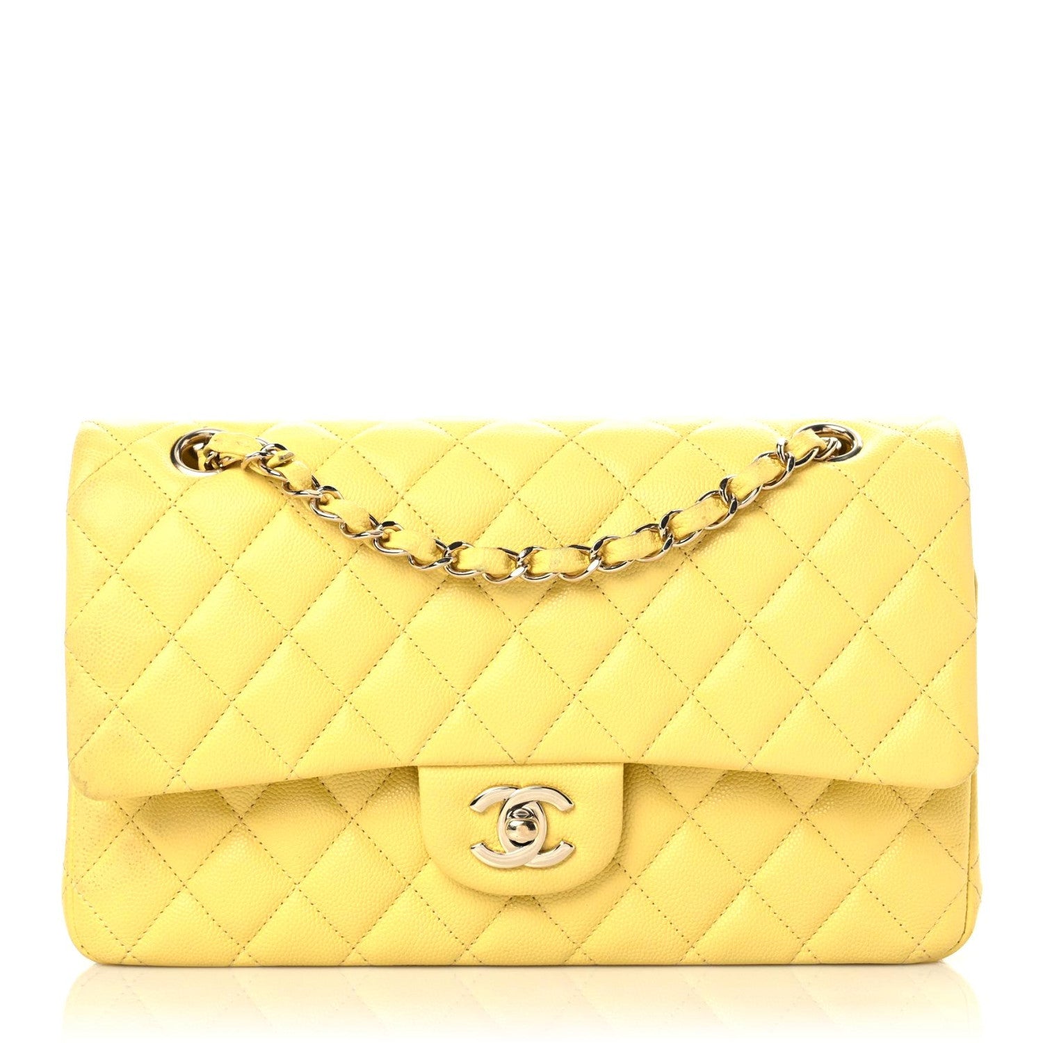 Chanel Caviar Quilted Medium Double Flap Yellow 1 of 20