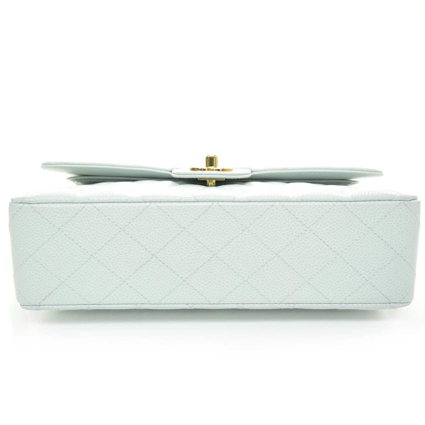 Caviar Medium Double Flap Light Blue