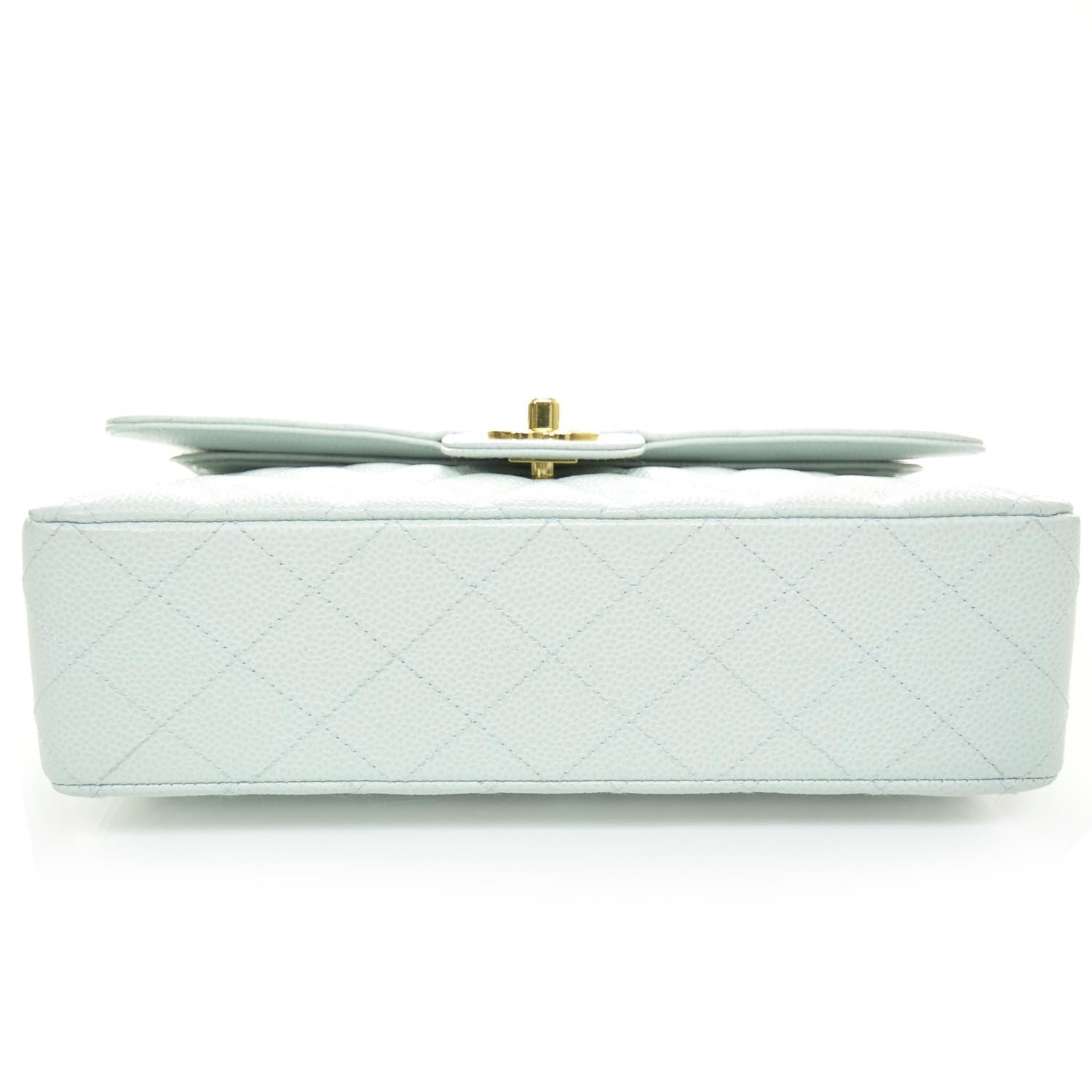 Chanel Caviar Medium Double Flap Light Blue 4 of 12