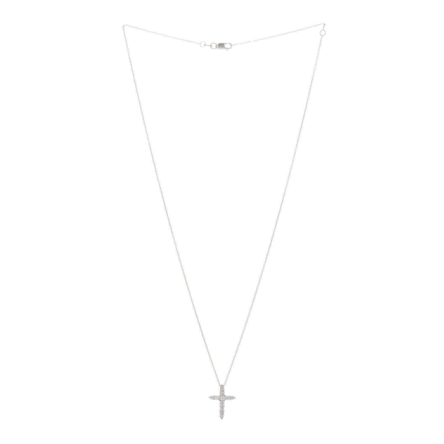 Roberto Coin 18K White Gold Diamond Tiny Treasures Tapered Cross Pendant Necklace 2 of 4