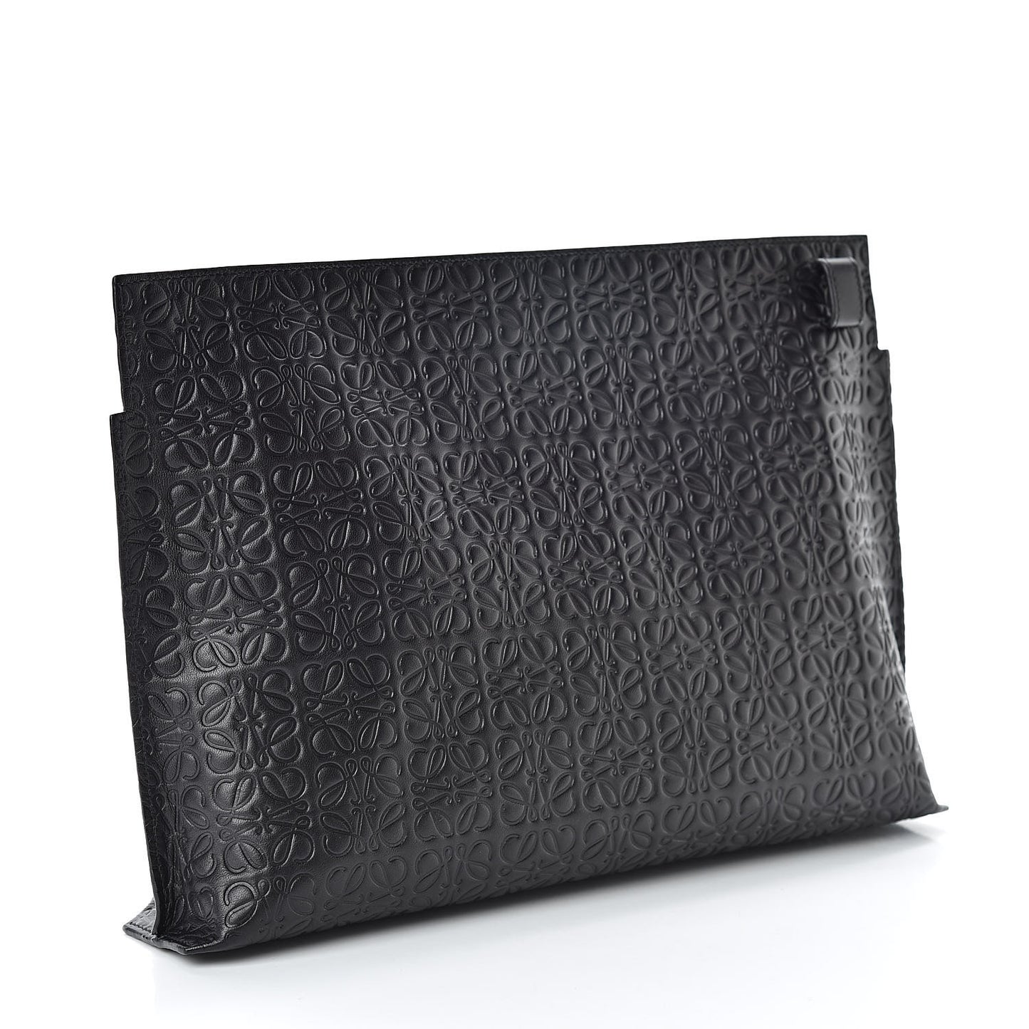 Calfskin Embossed Repeat T Pouch Black